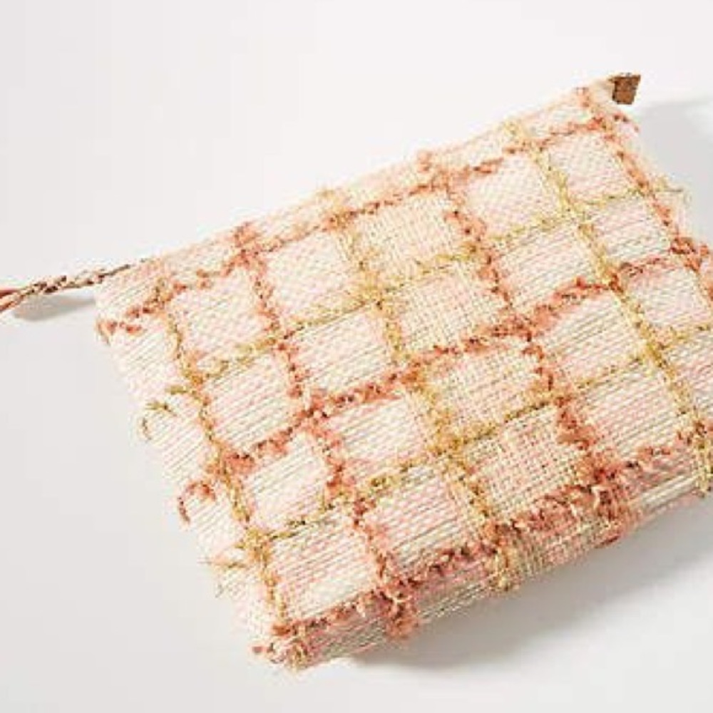 Sustainable Design Plaid Raffia Pouch (LARGE) - perfect gift